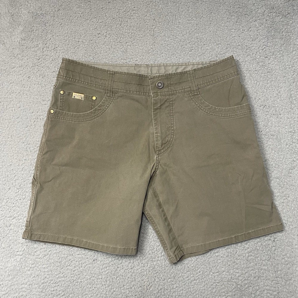Kuhl Chino Shorts Men 33 Brown Hiking Lightweight Stretch Patina Dye